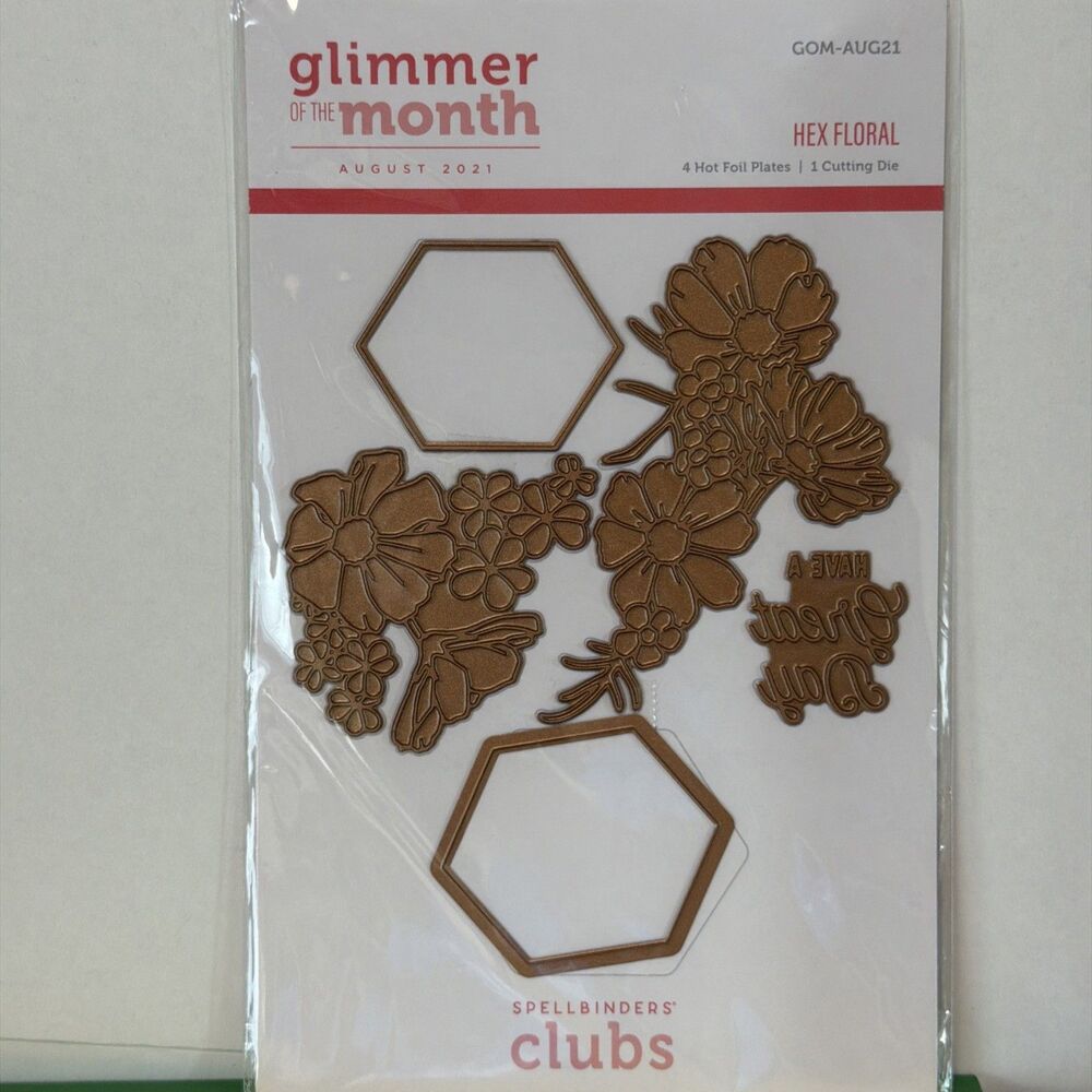 Spellbinders Glimmer Hot Foil Plates Kit of Month GOM-AUG21 Hex Floral